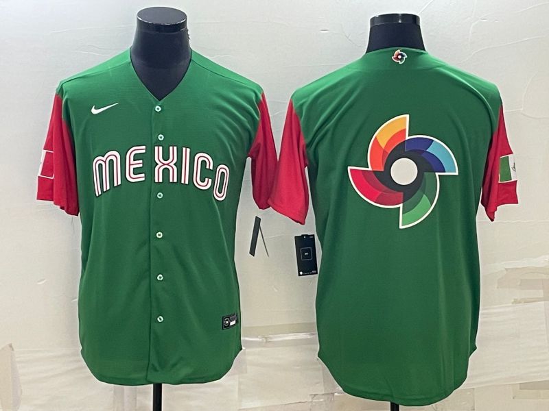 Men 2023 World Cub Mexico Blank Green Nike MLB Jersey4
